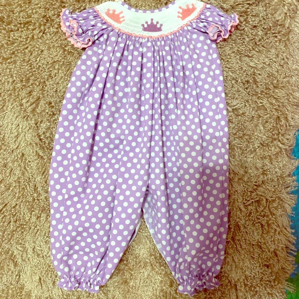 Southern Tots smocked Princess bubble 6M